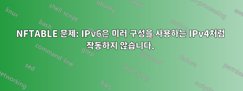 NFTABLE 문제: IPv6은 미러 구성을 사용하는 IPv4처럼 작동하지 않습니다.