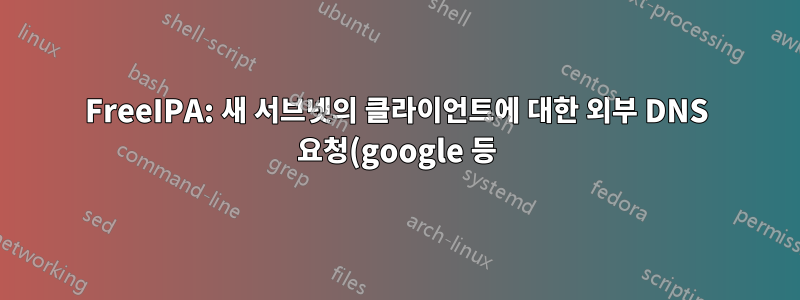 FreeIPA: 새 서브넷의 클라이언트에 대한 외부 DNS 요청(google 등)이 실패합니다.