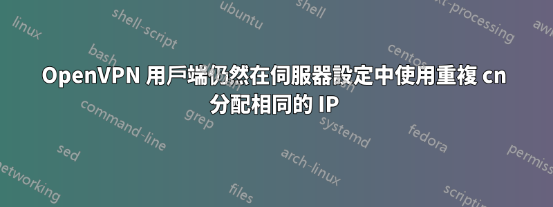 OpenVPN 用戶端仍然在伺服器設定中使用重複 cn 分配相同的 IP