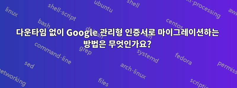 다운타임 없이 Google 관리형 인증서로 마이그레이션하는 방법은 무엇인가요?