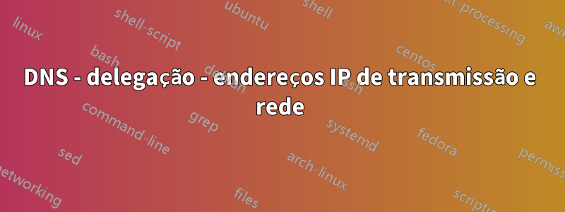 DNS - delegação - endereços IP de transmissão e rede