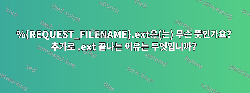 %{REQUEST_FILENAME}.ext은(는) 무슨 뜻인가요? 추가로 .ext 끝나는 이유는 무엇입니까?