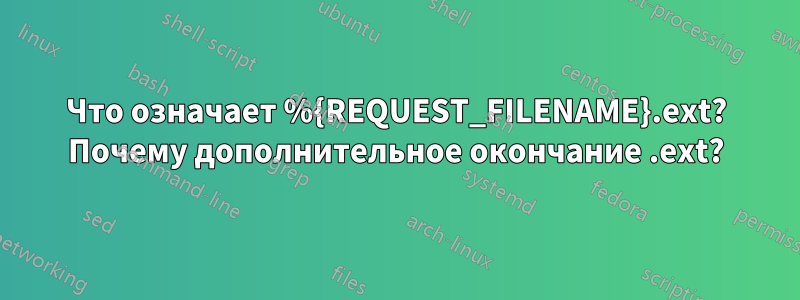 Что означает %{REQUEST_FILENAME}.ext? Почему дополнительное окончание .ext?