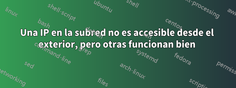 Una IP en la subred no es accesible desde el exterior, pero otras funcionan bien