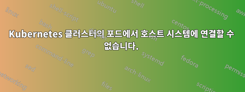 Kubernetes 클러스터의 포드에서 호스트 시스템에 연결할 수 없습니다.
