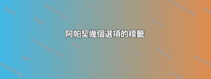阿帕契幾個選項的標籤