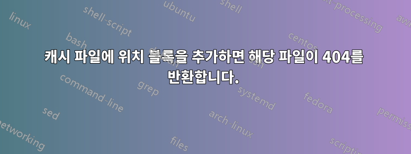 캐시 파일에 위치 블록을 추가하면 해당 파일이 404를 반환합니다.