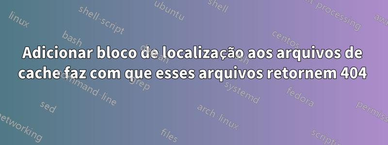 Adicionar bloco de localização aos arquivos de cache faz com que esses arquivos retornem 404
