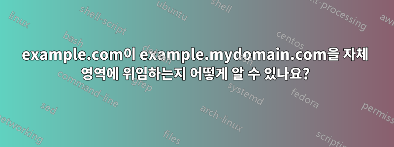 example.com이 example.mydomain.com을 자체 영역에 위임하는지 어떻게 알 수 있나요?