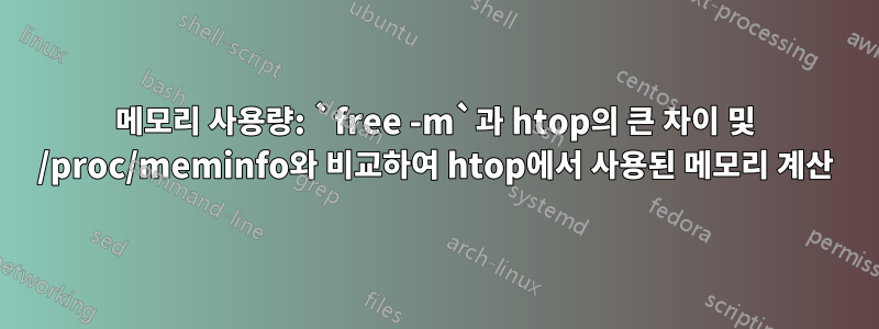 메모리 사용량: `free -m`과 htop의 큰 차이 및 /proc/meminfo와 비교하여 htop에서 사용된 메모리 계산