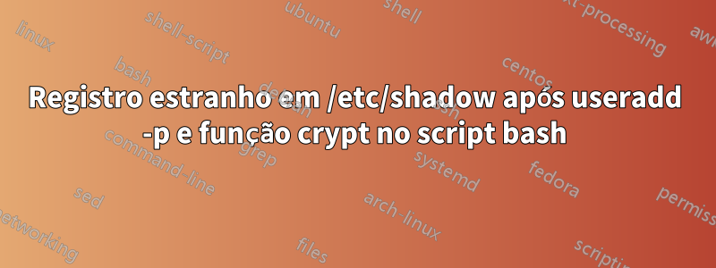 Registro estranho em /etc/shadow após useradd -p e função crypt no script bash