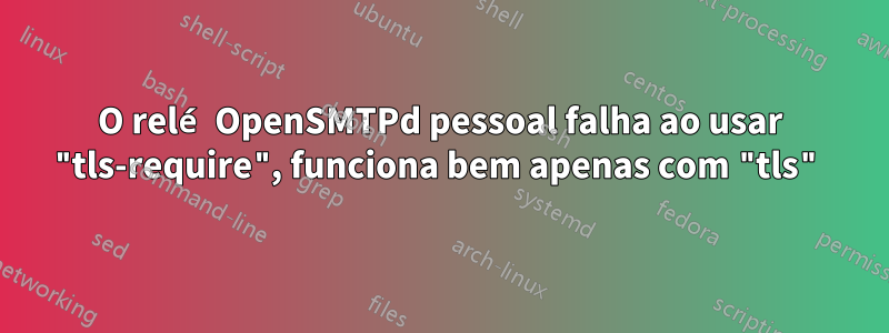 O relé OpenSMTPd pessoal falha ao usar "tls-require", funciona bem apenas com "tls"