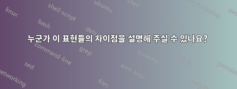 누군가 이 표현들의 차이점을 설명해 주실 수 있나요?