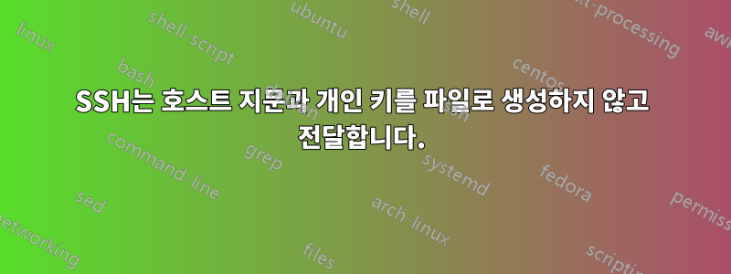 SSH는 호스트 지문과 개인 키를 파일로 생성하지 않고 전달합니다.