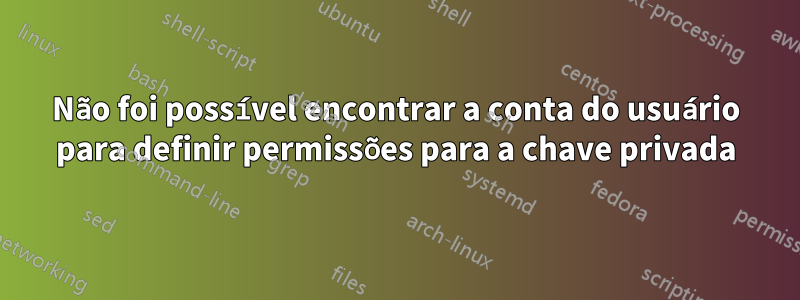 Não foi possível encontrar a conta do usuário para definir permissões para a chave privada