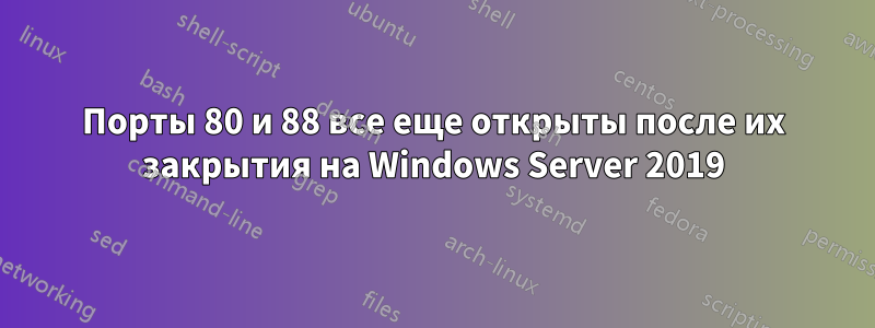 Порты 80 и 88 все еще открыты после их закрытия на Windows Server 2019