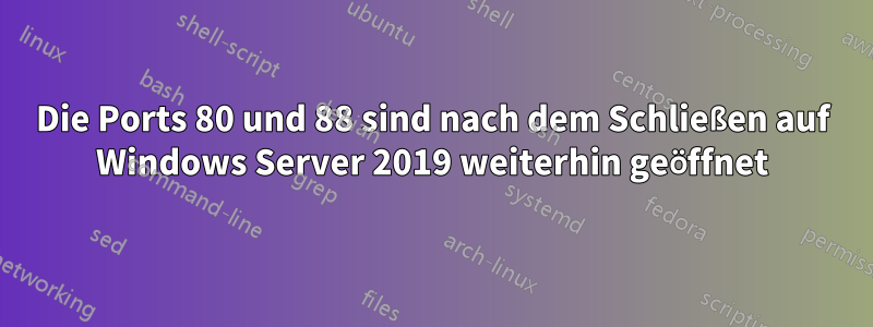 Die Ports 80 und 88 sind nach dem Schließen auf Windows Server 2019 weiterhin geöffnet