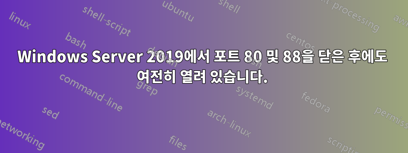 Windows Server 2019에서 포트 80 및 88을 닫은 후에도 여전히 열려 있습니다.