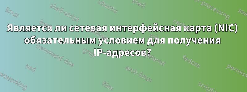 Является ли сетевая интерфейсная карта (NIC) обязательным условием для получения IP-адресов?