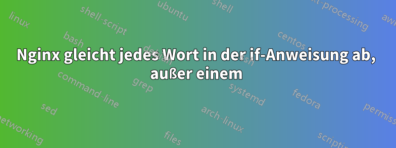 Nginx gleicht jedes Wort in der if-Anweisung ab, außer einem