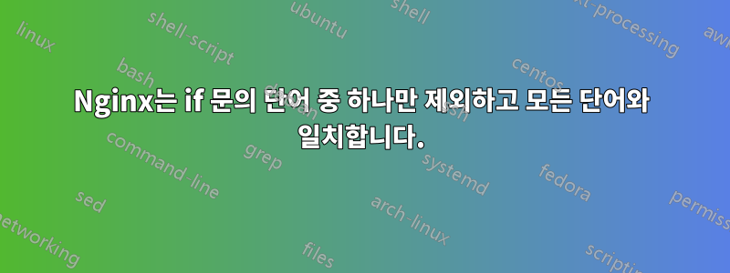 Nginx는 if 문의 단어 중 하나만 제외하고 모든 단어와 일치합니다.