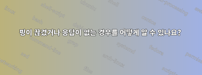 핑이 끊겼거나 응답이 없는 경우를 어떻게 알 수 있나요?