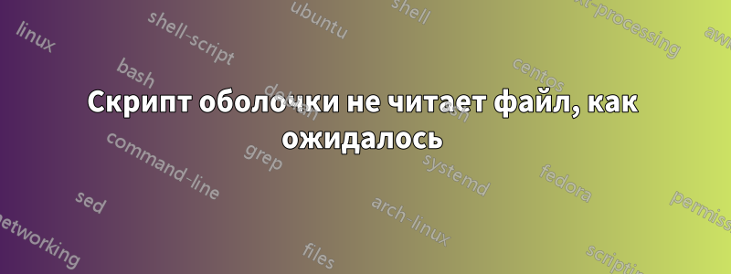 Скрипт оболочки не читает файл, как ожидалось