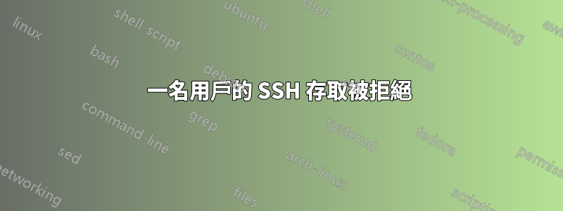 一名用戶的 SSH 存取被拒絕