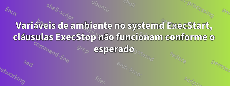 Variáveis ​​de ambiente no systemd ExecStart, cláusulas ExecStop não funcionam conforme o esperado