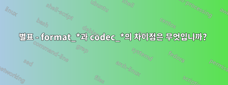 별표 - format_*과 codec_*의 차이점은 무엇입니까?