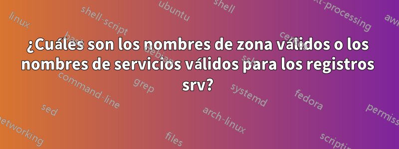 ¿Cuáles son los nombres de zona válidos o los nombres de servicios válidos para los registros srv?