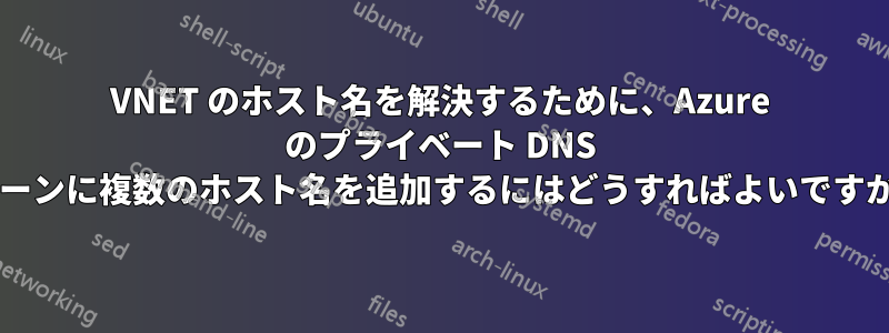 VNET のホスト名を解決するために、Azure のプライベート DNS ゾーンに複数のホスト名を追加するにはどうすればよいですか?