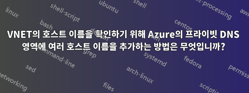 VNET의 호스트 이름을 확인하기 위해 Azure의 프라이빗 DNS 영역에 여러 호스트 이름을 추가하는 방법은 무엇입니까?