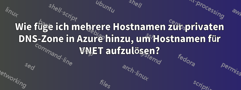 Wie füge ich mehrere Hostnamen zur privaten DNS-Zone in Azure hinzu, um Hostnamen für VNET aufzulösen?