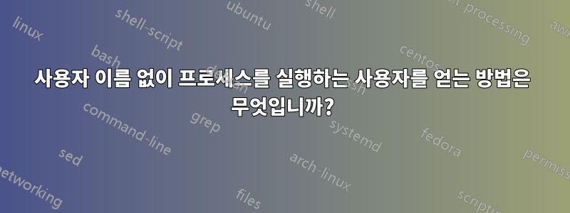 사용자 이름 없이 프로세스를 실행하는 사용자를 얻는 방법은 무엇입니까?