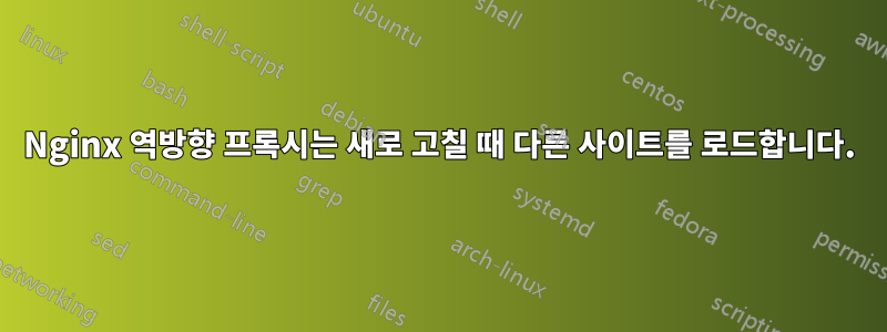 Nginx 역방향 프록시는 새로 고칠 때 다른 사이트를 로드합니다.