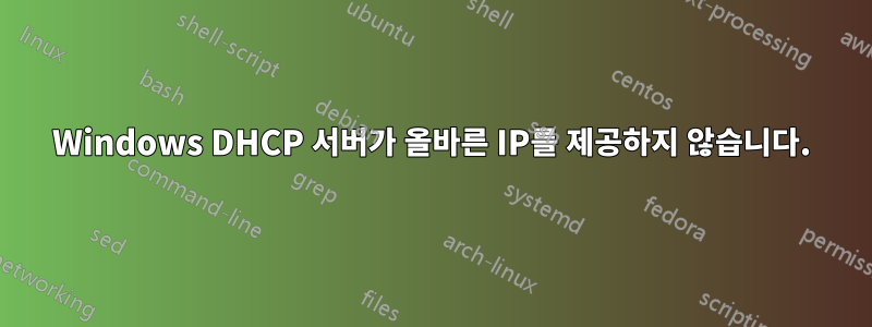 Windows DHCP 서버가 올바른 IP를 제공하지 않습니다.