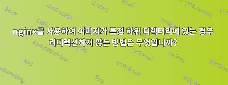 nginx를 사용하여 이미지가 특정 하위 디렉터리에 있는 경우 리디렉션하지 않는 방법은 무엇입니까?