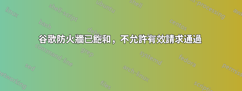 谷歌防火牆已飽和，不允許有效請求通過