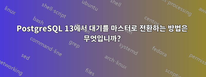 PostgreSQL 13에서 대기를 마스터로 전환하는 방법은 무엇입니까?