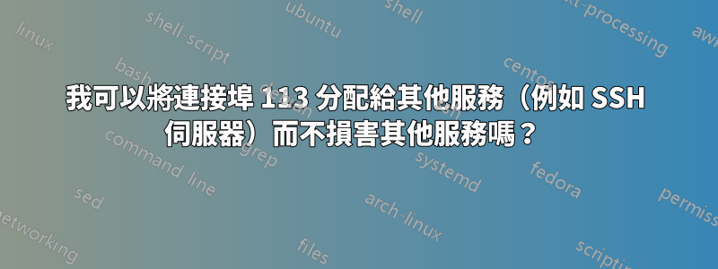 我可以將連接埠 113 分配給其他服務（例如 SSH 伺服器）而不損害其他服務嗎？ 