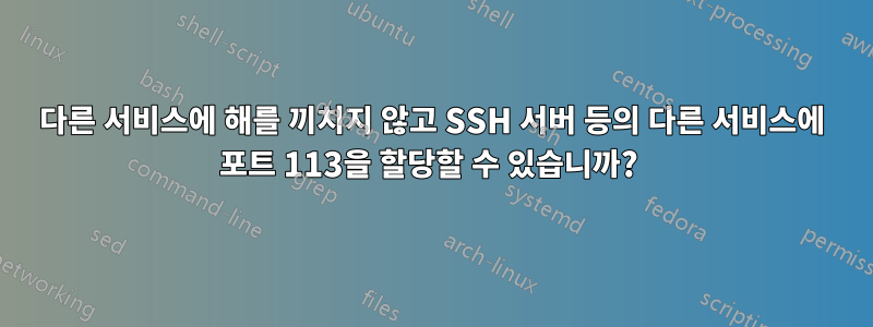 다른 서비스에 해를 끼치지 않고 SSH 서버 등의 다른 서비스에 포트 113을 할당할 수 있습니까? 