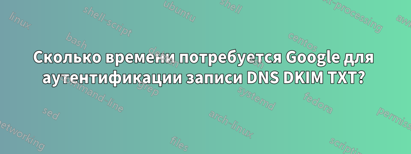 Сколько времени потребуется Google для аутентификации записи DNS DKIM TXT?