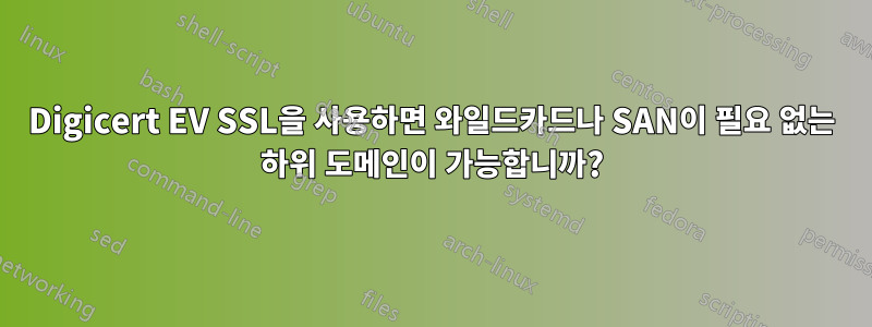 Digicert EV SSL을 사용하면 와일드카드나 SAN이 필요 없는 하위 도메인이 가능합니까?