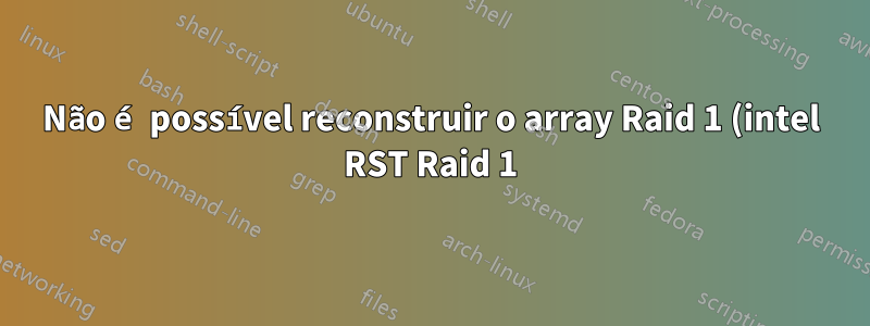 Não é possível reconstruir o array Raid 1 (intel RST Raid 1) no BIOS e no sistema operacional (servidor Ubuntu 20.04.4)