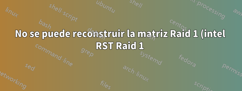 No se puede reconstruir la matriz Raid 1 (intel RST Raid 1) en BIOS y en el sistema operativo (servidor Ubuntu 20.04.4)