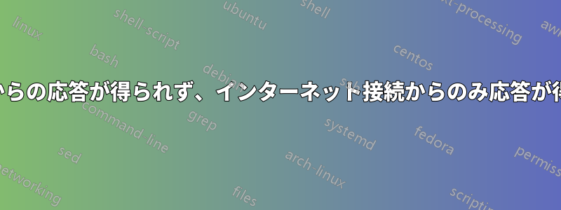 ホストからの応答が得られず、インターネット接続からのみ応答が得られる