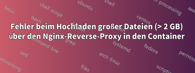 Fehler beim Hochladen großer Dateien (> 2 GB) über den Nginx-Reverse-Proxy in den Container