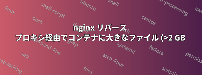 nginx リバース プロキシ経由でコンテナに大きなファイル (>2 GB) をアップロードするときにエラーが発生しました
