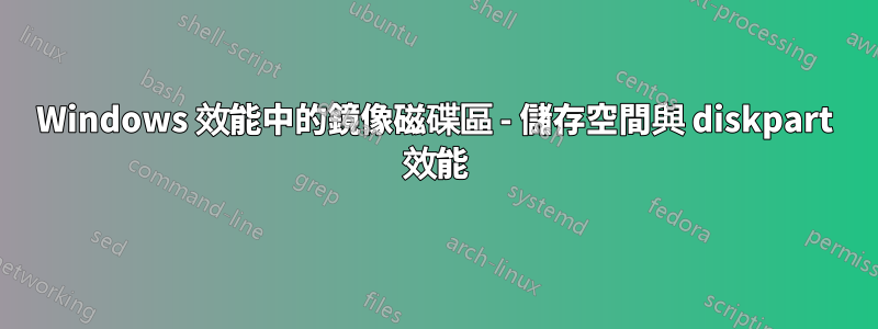 Windows 效能中的鏡像磁碟區 - 儲存空間與 diskpart 效能